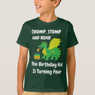 Dragon 4th Boy's Kids Birthday Party T-Shirt