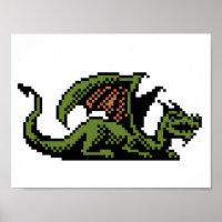Dragon 8-Bit Pixel Art Poster