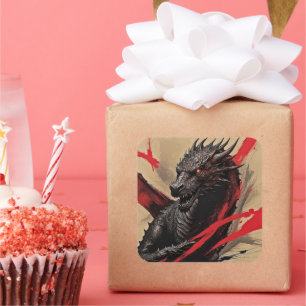 Dragon Abstract Expressionism Square Sticker