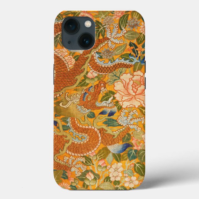 DRAGON AMONG PEONIES,FLOWERS,GREEN LEAVES Floral Case-Mate iPhone Case (Back)