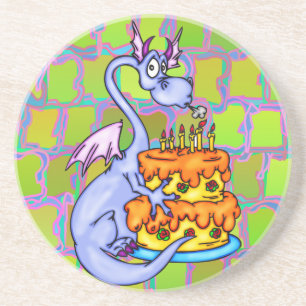 Dragon and Birthday Cake Coaster