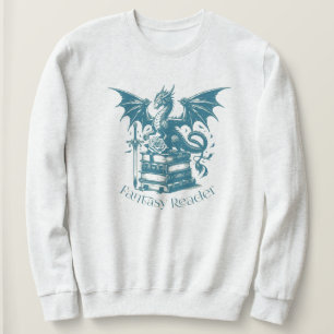 Dragon and Books Fantasy Reader Sweatshirt