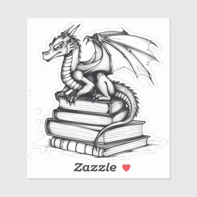 Dragon and Books Line Art (Sheet)