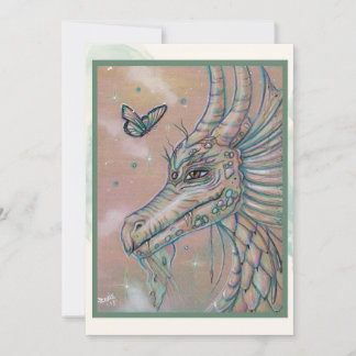 Dragon and butterfly fantasy art by Renee Lavoie Holiday Card