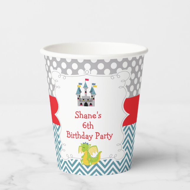 Dragon and Castle Birthday Party Paper Cups (Front)