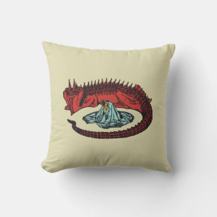 Dragon and Dragon queen Art Nouveau style Throw Pillow