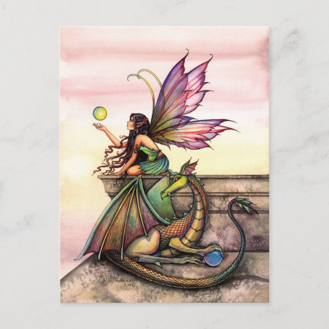 Dragon and Fairy Art Postcard by Molly Harrison (Front)