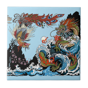 Dragon and Feng Huang. Illustration by Insima Tile