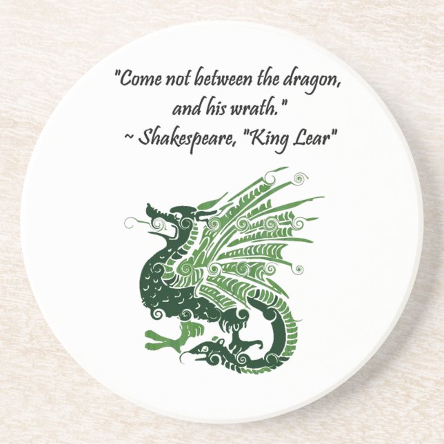 Dragon and His Wrath Shakespeare King Lear Cartoon Coaster (Front)