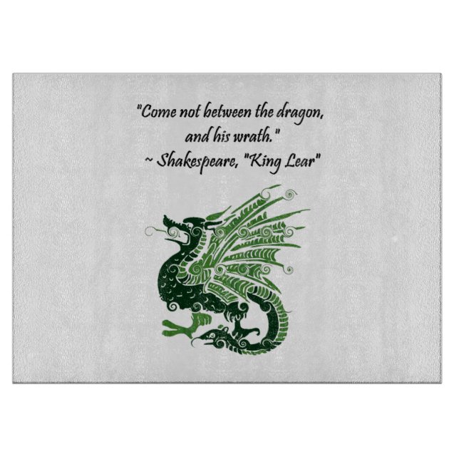 Dragon and His Wrath Shakespeare King Lear Cartoon Cutting Board (Front)