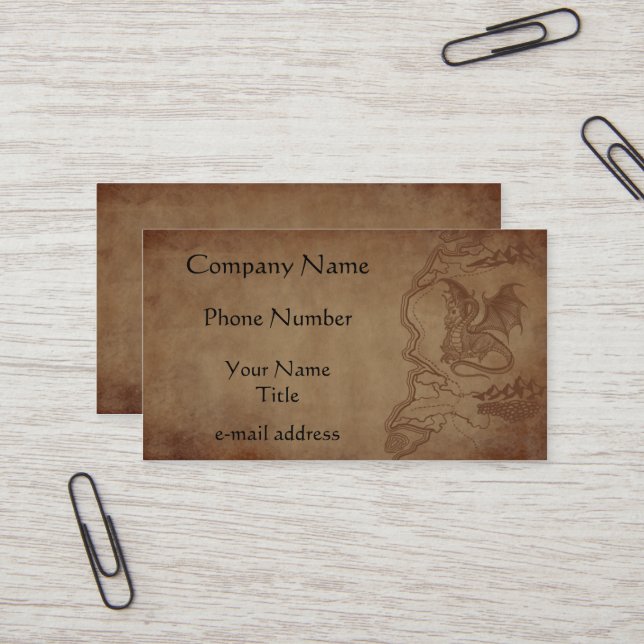 Dragon and Map Quest Business Card (Front/Back In Situ)