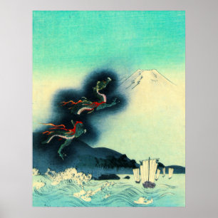 Dragon and Mount Fuji 1910 Poster