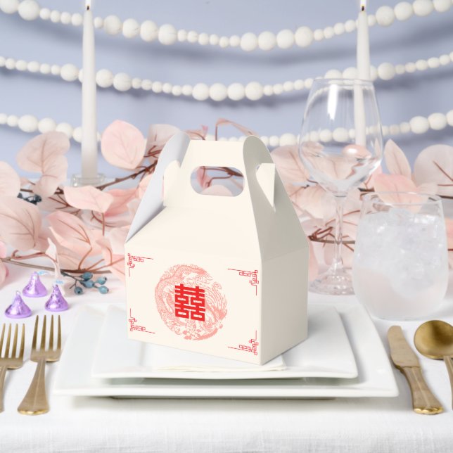 Dragon and Phoenix red chinese wedding Favor Box (Wedding)
