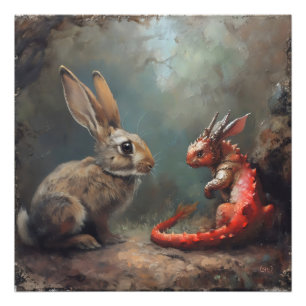 Dragon and Rabbit Fantasy Photo Print
