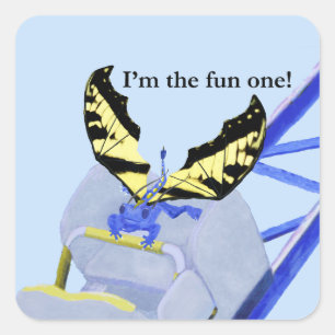 dragon and roller coaster square sticker