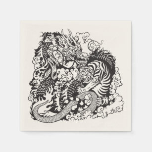 dragon and tiger fighting napkin