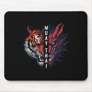 Dragon And Tiger Head Muay Thai Kickboxing Art  Mouse Pad