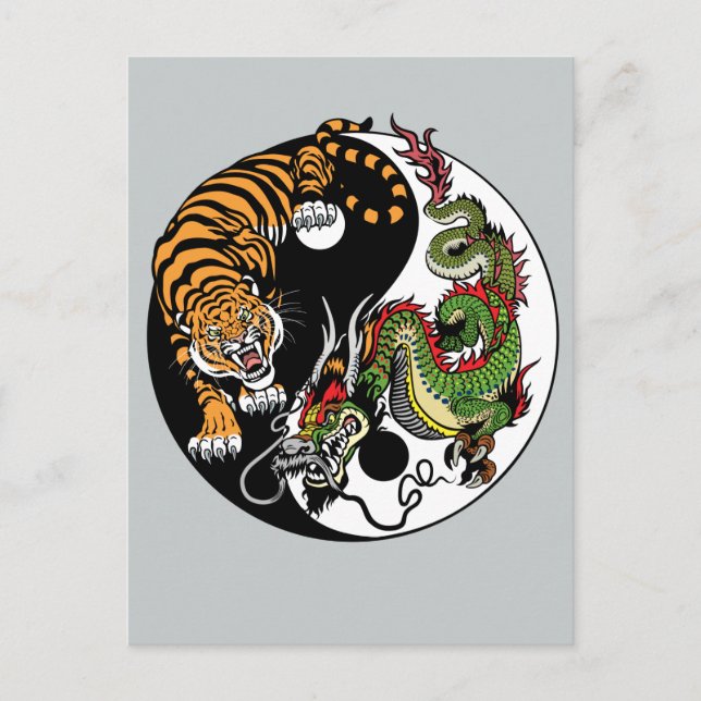 dragon and tiger yin yang postcard (Front)