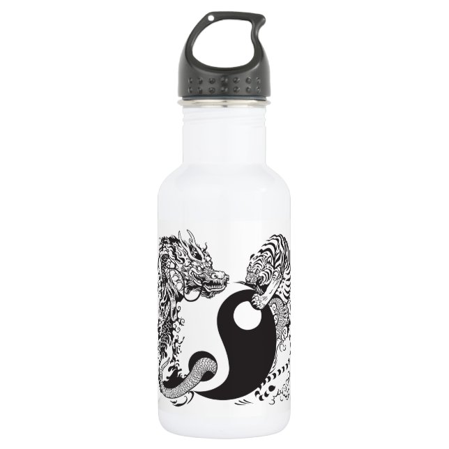 dragon and tiger yin yang symbol 532 ml water bottle (Front)