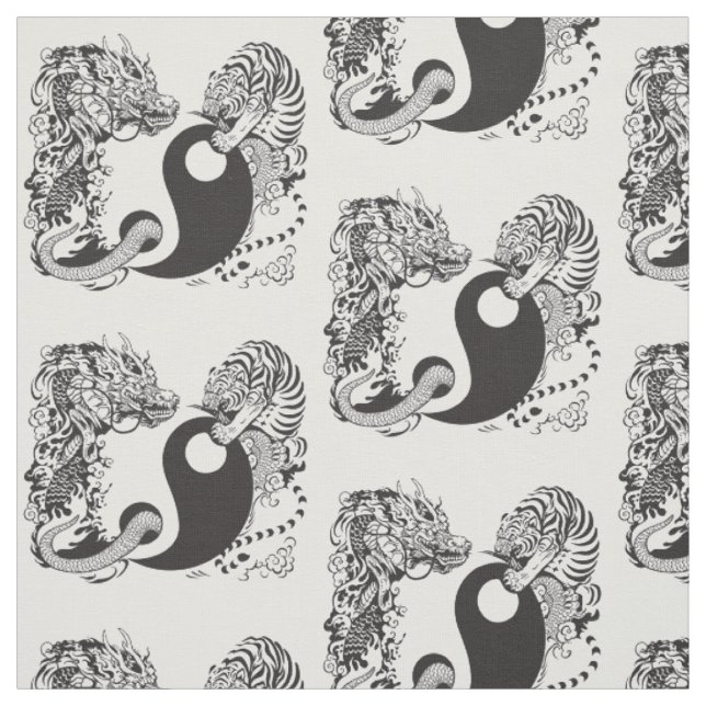 dragon and tiger yin yang symbol fabric (Swatch)