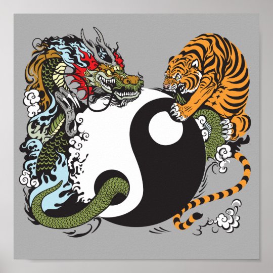 dragon and tiger yin yang symbol poster | Zazzle.ca