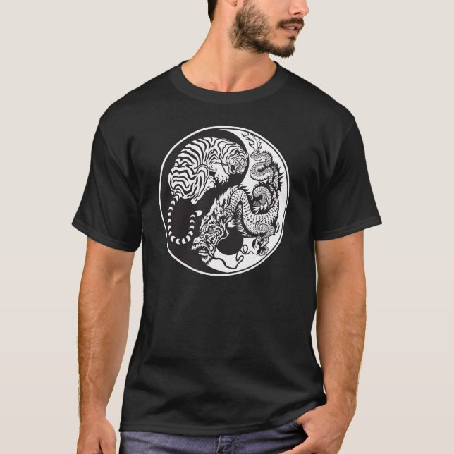 dragon and tiger yin yang symbol T-Shirt (Front)