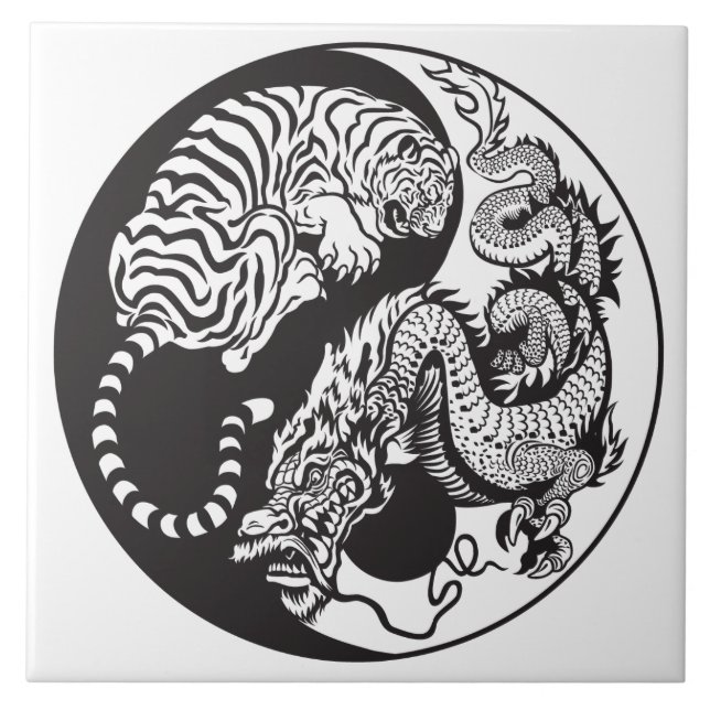 dragon and tiger yin yang symbol tile (Front)