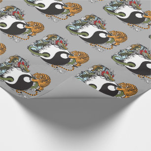 dragon and tiger yin yang symbol wrapping paper