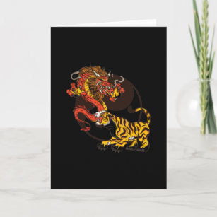 Dragon-and Tiger-Yin-Yang T-Shirt Design Card