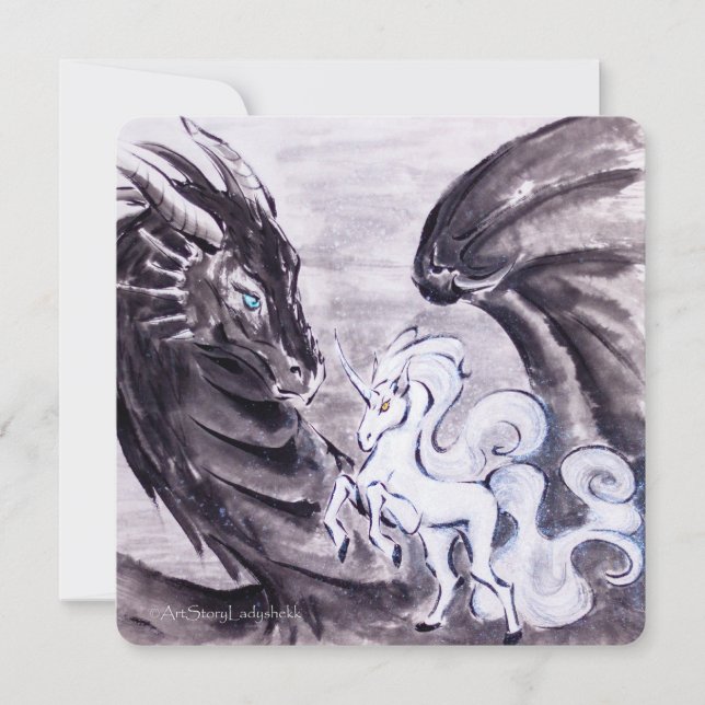 Dragon and Unicorn // Courtship Holiday Card (Front)