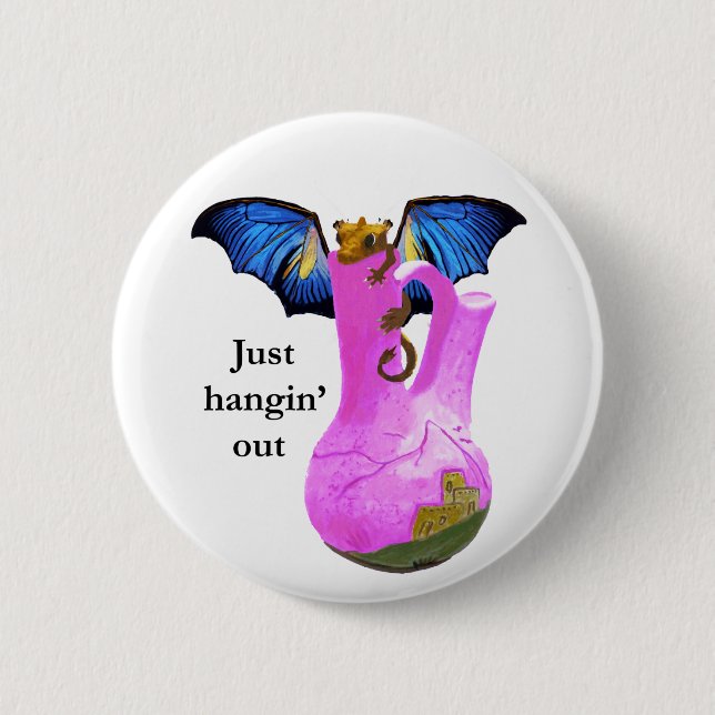 Dragon and Vase 2 Inch Round Button (Front)