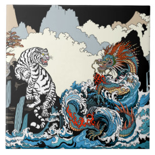 Dragon and White Tiger. Illustration by Insima Tile