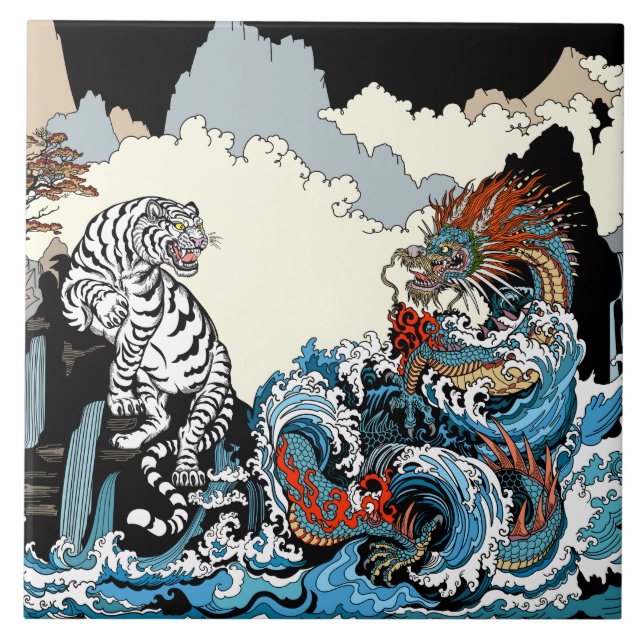 Dragon and White Tiger. Illustration by Insima Tile (Front)