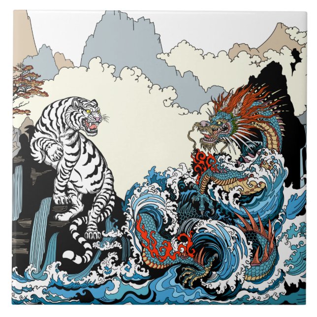 Dragon and White Tiger. Illustration by Insima Tile (Front)