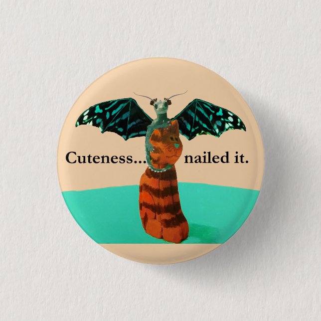 Dragon and Wooden Cat 1 Inch Round Button (Front)