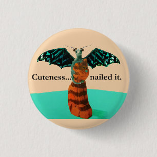 Dragon and Wooden Cat 1 Inch Round Button