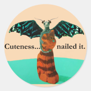 Dragon and Wooden Cat Classic Round Sticker