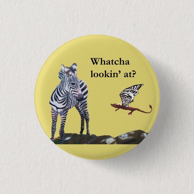 Dragon and Zebra 1 Inch Round Button (Front)
