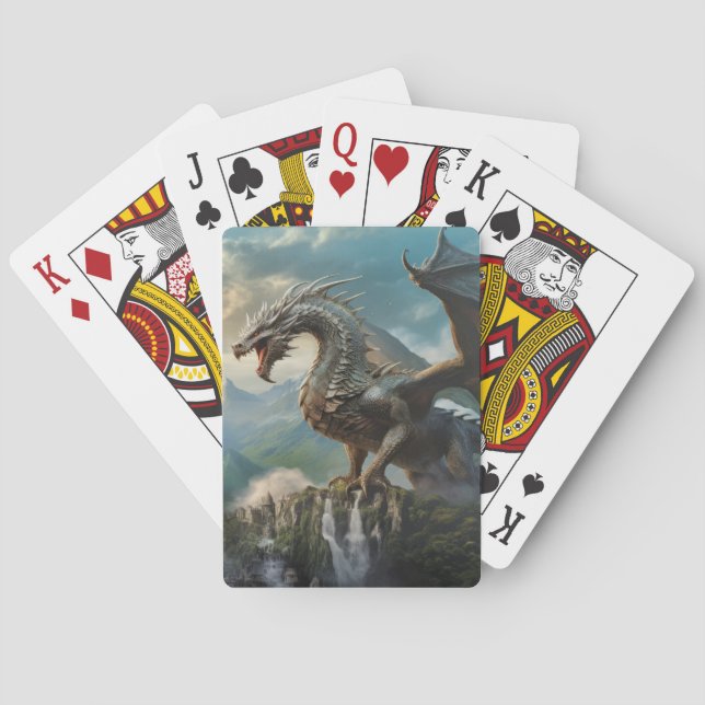 Dragon Animal Creature Fantasy Colourful Wall Art Playing Cards (Back)