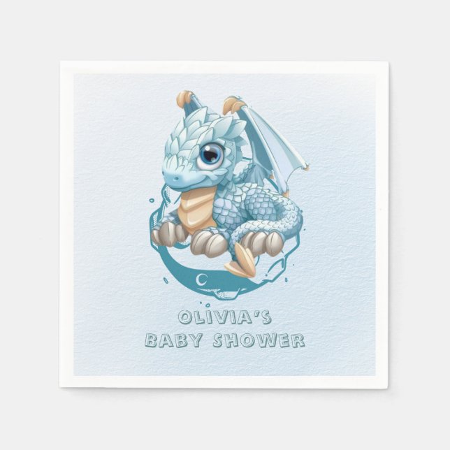 Dragon Aquamarine Astroid Boy Baby Shower Napkin (Front)