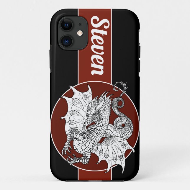 Dragon Art Nouveau style Ink drawing Case-Mate iPhone Case (Back)
