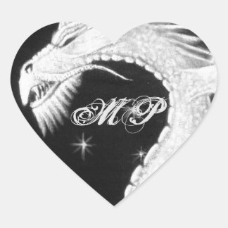 Dragon at Night Painting Heart Sticker