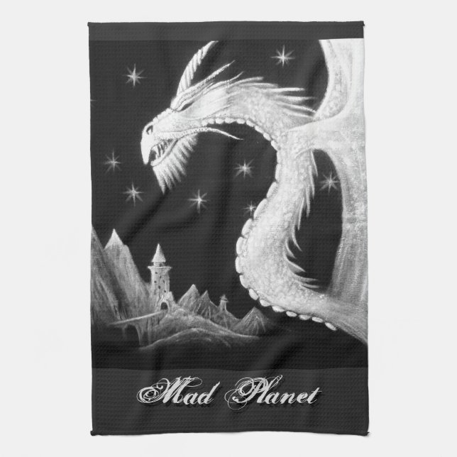 Dragon at Night Painting Kitchen Towel (Vertical)