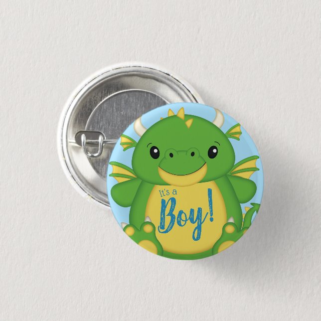 Dragon Baby Shower 1 Inch Round Button (Front & Back)