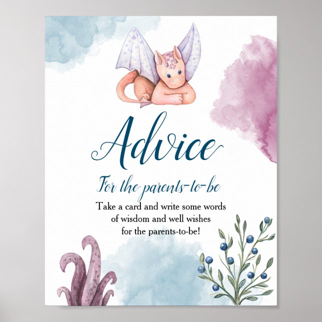 Dragon Baby Shower Advice for The-Parents-To-Be Poster (Front)