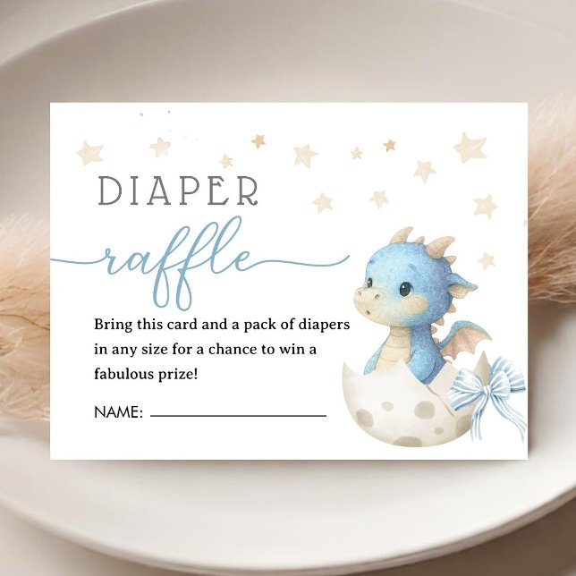 Dragon Baby Shower Boy Blue Diaper Raffle  Enclosure Card (Creator Uploaded)