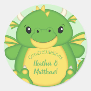 Dragon Baby Shower Classic Round Sticker