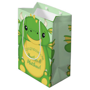 Dragon Baby Shower Green Medium Gift Bag