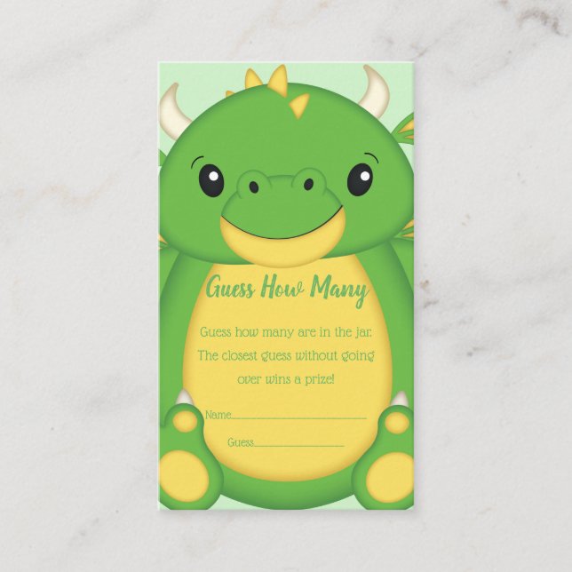 Dragon Baby Shower Guess How Many Enclosure Card (Front)