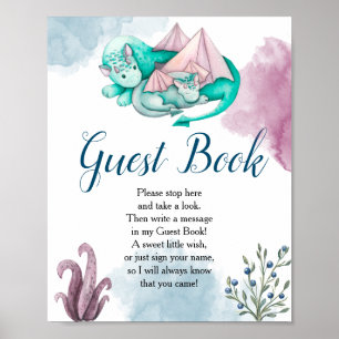 Dragon Baby Shower Guest Book Display Sign